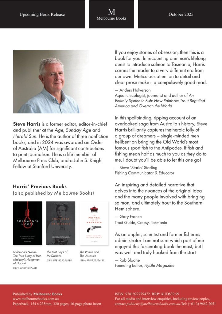 Information about the author and the book "Under the Influence of Salmon" by Steve Harris