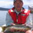 Chuck holding a wild Tasmanian trout