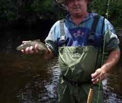 David with a wild brown trout from St Patrick's River Tasmania