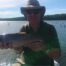 Mark with wild brown trout caught at Four Springs Tasmania