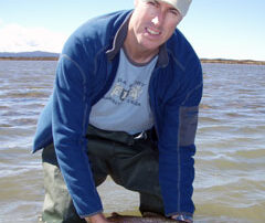 Scott holding a wild Tasmanian trout