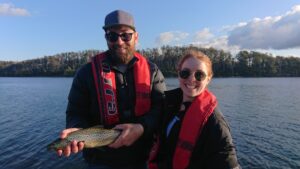 Tyler and Nicole with wild brown trout